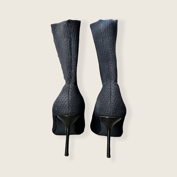Zara Trafaluc Black Stretchy Sock Mesh Pointed Toe Ankle Boot Stiletto Heels - Picture 10 of 16